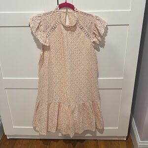 Betsey Johnson peachy/cream Ruffled Tiered Sundress